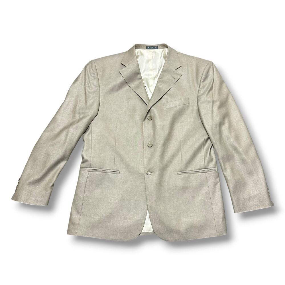 Oscar de la Renta Silk Wool Beige Blazer Sport Coat Jacket Summer Wedding 44R